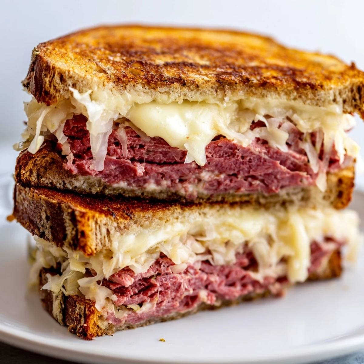 Classic Reuben Sandwich with Corned Beef, Sauerkraut and Swiss Cheese ...