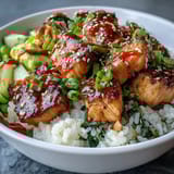 Salmon Rice Bowl with Sriracha Mayo