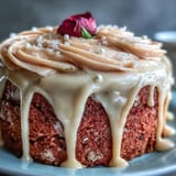 Delicate pink velvet cake with rosé, perfect for celebrations.
