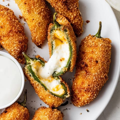 A platter of freshly fried Jalapeño Poppers with melted cheddar and breadcrumbs, served as an appetizer. 