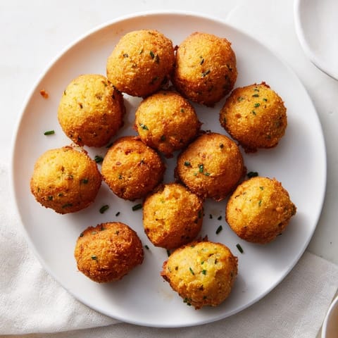 Hot, freshly fried Hushpuppies with a golden crust and tender onion-flecked interior, served beside crunchy coleslaw.