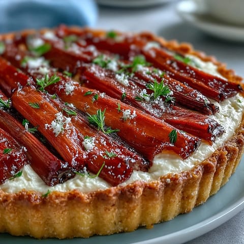 Rhubarb White Chocolate Elderflower Tart