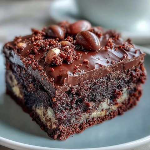 Decadent Cadbury Egg chocolate brownies with a fudgy center and crunchy crumbled topping, perfect for Easter dessert.