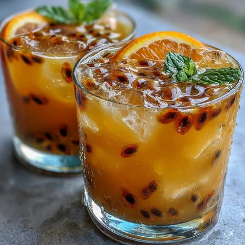 Vibrant Tropical Sunrise Mocktail, showing layered colors and fresh orange garnish.