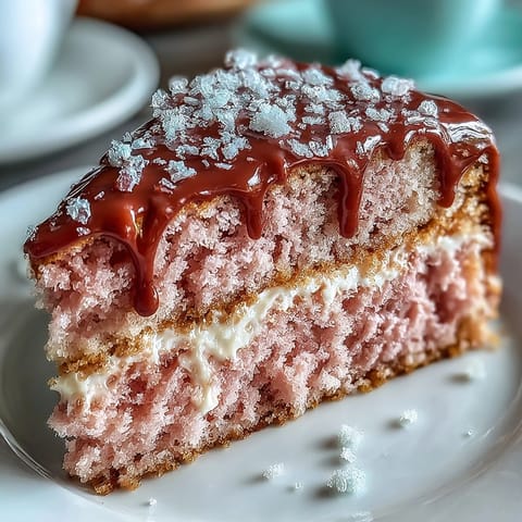 Soft pink Rosé Velvet Cake with a sophisticated gold ganache carefully drizzled.