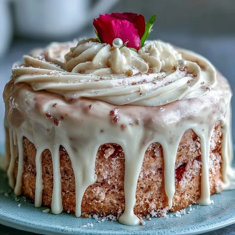 Elegant Bridal Shower Rosé Velvet Cake with shimmering gold drip.