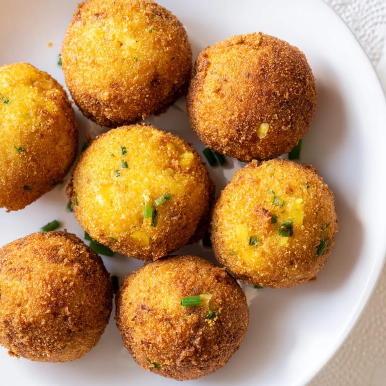 Steam rises from these golden-brown Hushpuppies, showcasing their crunchy exterior and fluffy, savory cornmeal center.