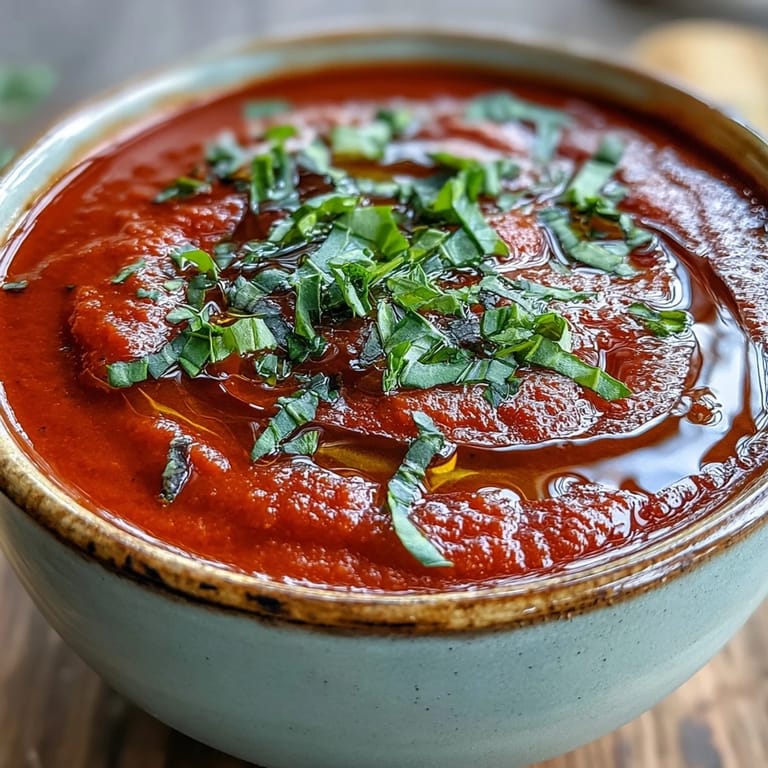 Hearty Italian tomato and basil soup, perfect for a cozy evening meal.