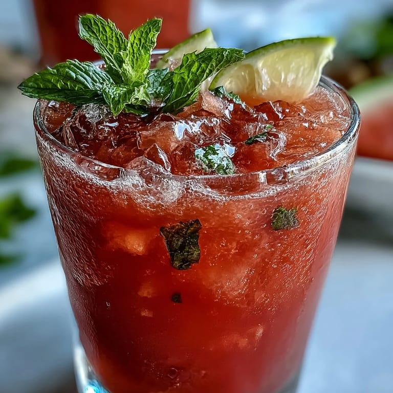 Bright and zesty watermelon mint lemonade served in glasses with watermelon wedges, ideal for backyard barbecues and family picnics.