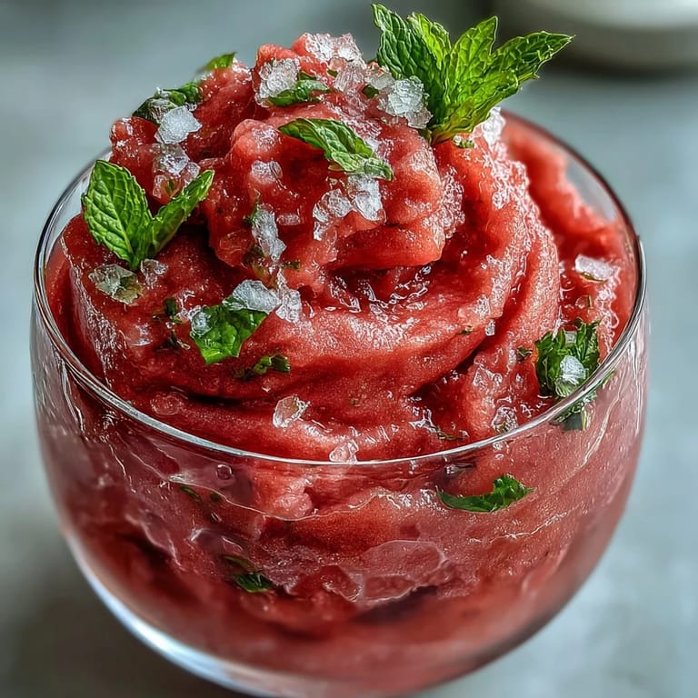 Vibrant Watermelon Mint Frosé served ice-cold, ready for summer.