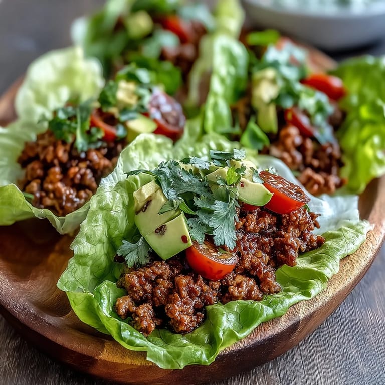 Vibrant turkey taco lettuce wraps ready to be filled with crisp lettuce and delicious toppings.
